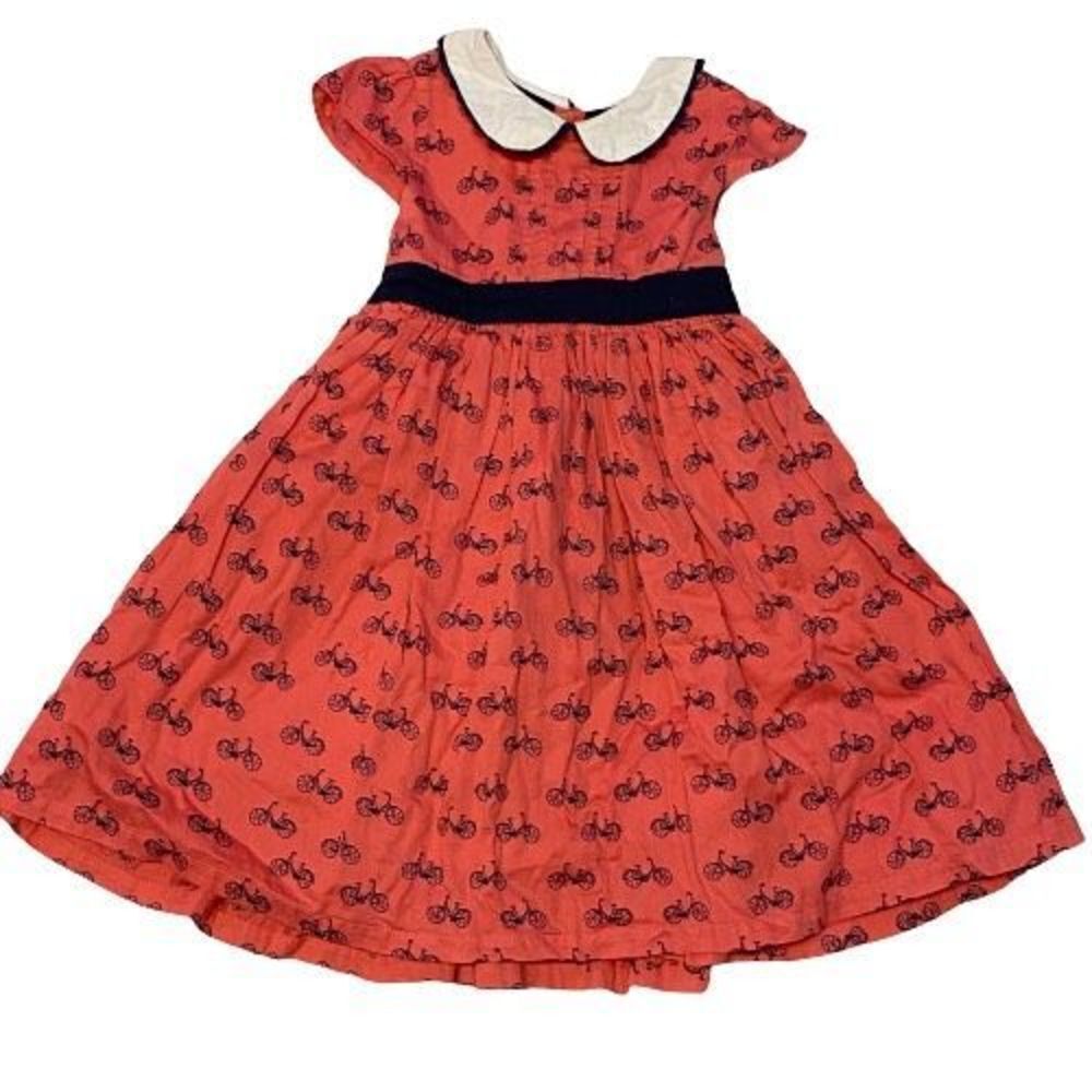 Mothercare Vintage Size 3/4 Years Pink & Navy Blue Bicycle Print Dress